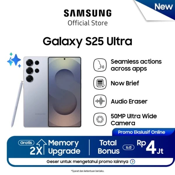 (AFF) [Promosi Gratis Upgrade 256GB] Samsung Galaxy S25 Ultra 12/512GB - Titanium Silverblue, Smartphone Cerdas dengan Teknologi AI